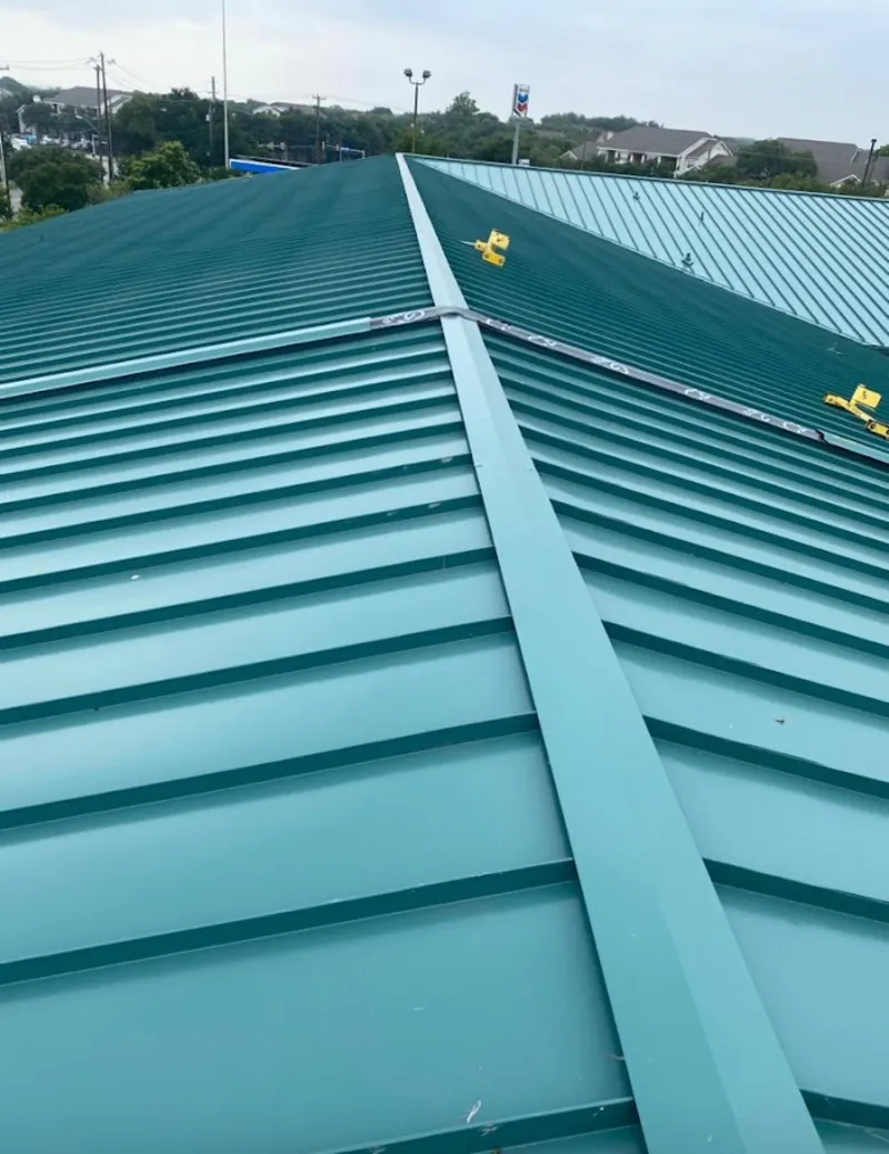 Green commercial metal roof ridge and valley for Metal Roof Repair in Westport
